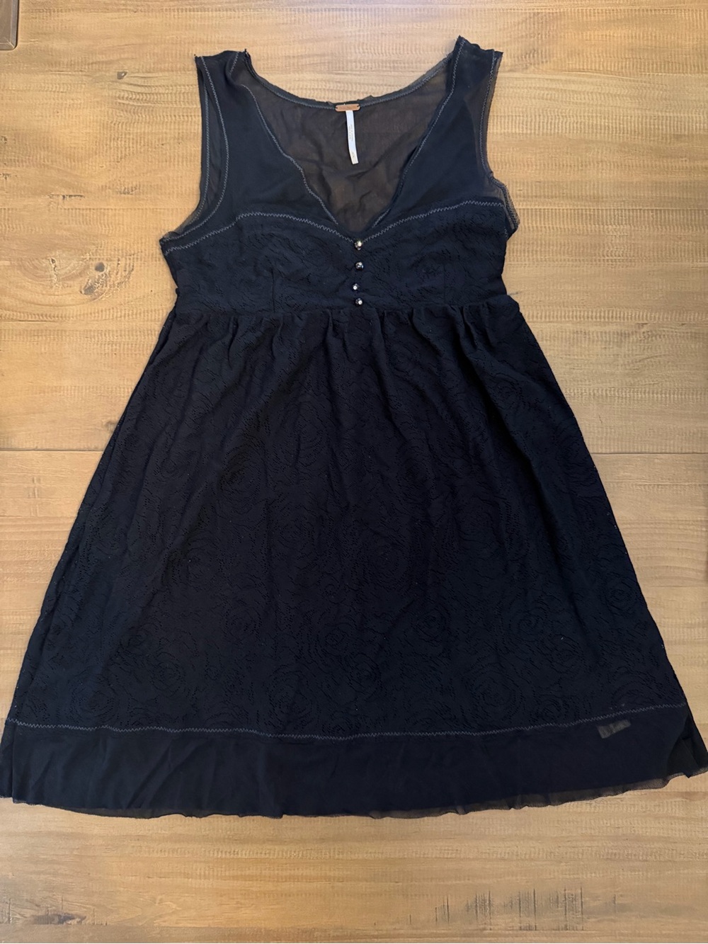 Free People Black Lace-Front Chemise